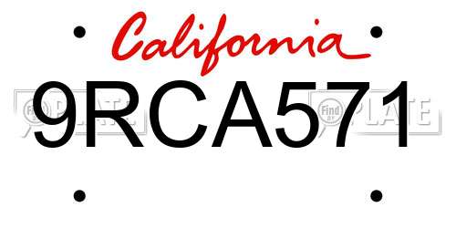 9RCA571 California License Plate