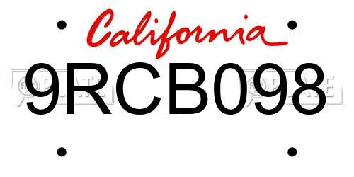 9RCB098 California License Plate