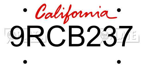 9RCB237 California License Plate