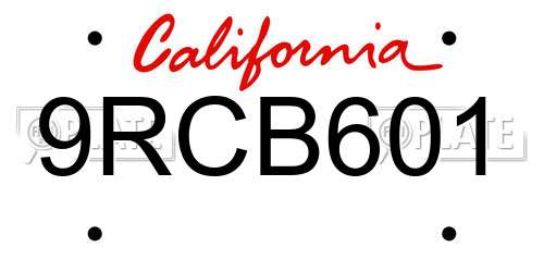 9RCB601 California License Plate