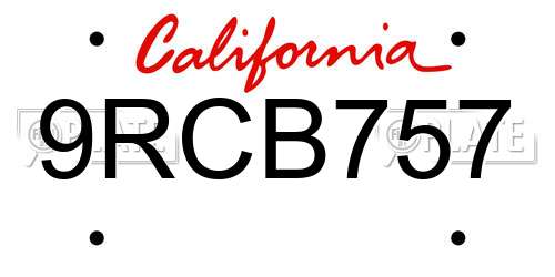 9RCB757 California License Plate