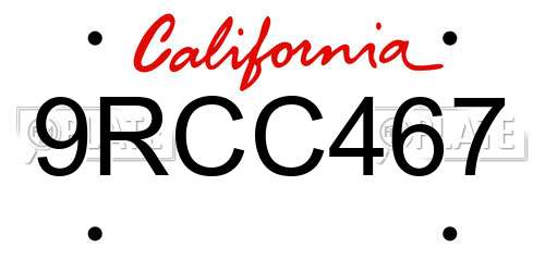 9RCC467 California License Plate