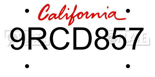 9RCD857 California License Plate