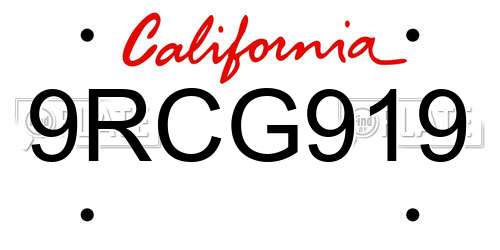 9RCG919 California License Plate