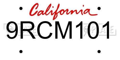 9RCM101 California License Plate