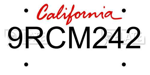 9RCM242 California License Plate