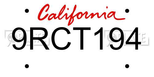 9RCT194 California License Plate