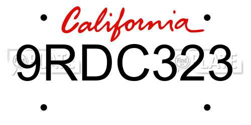 9RDC323 California License Plate