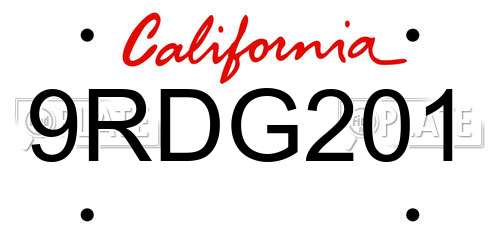 9RDG201 California License Plate