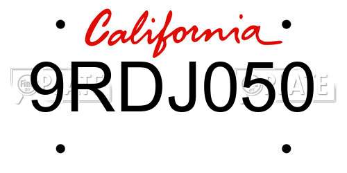 9RDJ050 California License Plate