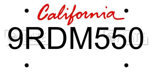 9RDM550 California License Plate