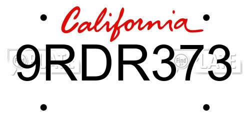 9RDR373 California License Plate