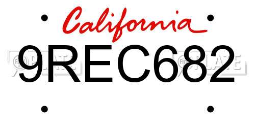 9REC682 California License Plate