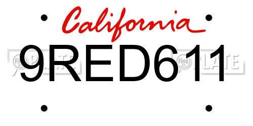 9RED611 California License Plate