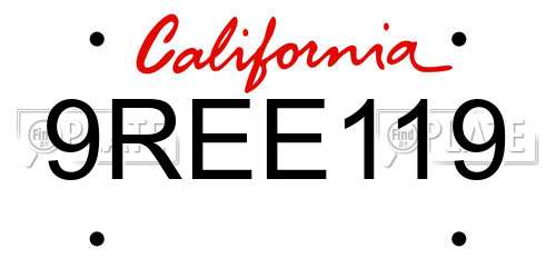 9REE119 California License Plate