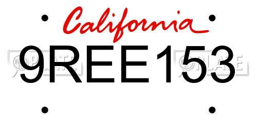 9REE153 California License Plate