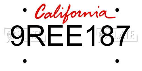 9REE187 California License Plate