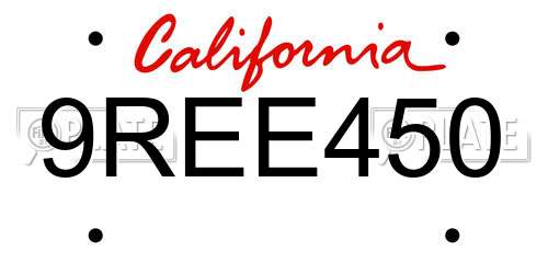 9REE450 California License Plate