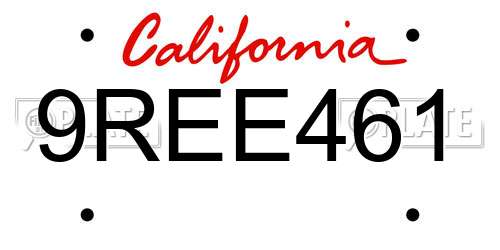 9REE461 California License Plate