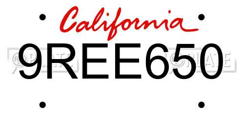 9REE650 California License Plate