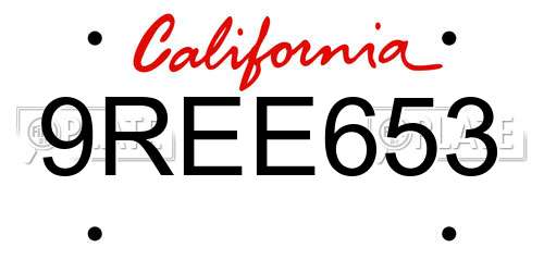 9REE653 California License Plate