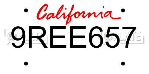 9REE657 California License Plate