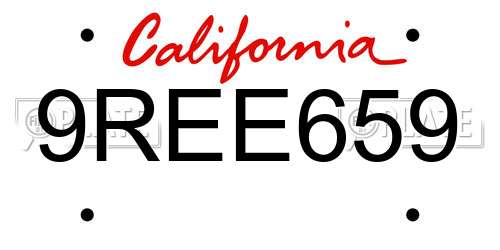 9REE659 California License Plate