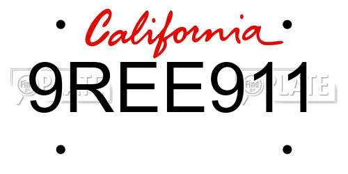 9REE911 California License Plate