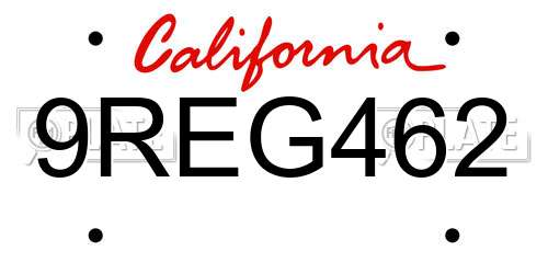9REG462 California License Plate
