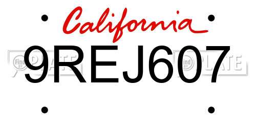 9REJ607 California License Plate