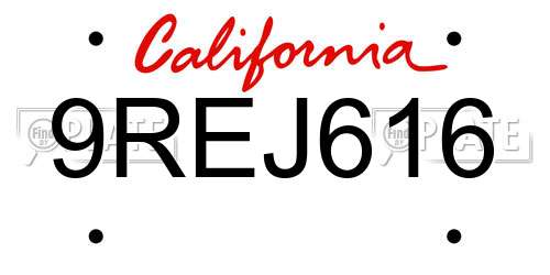 9REJ616 California License Plate