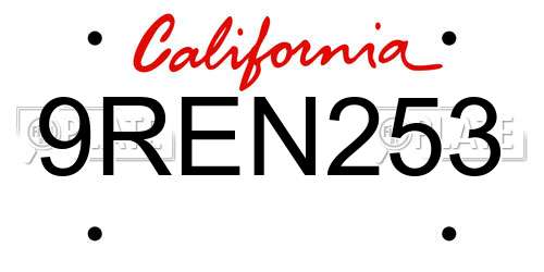9REN253 California License Plate