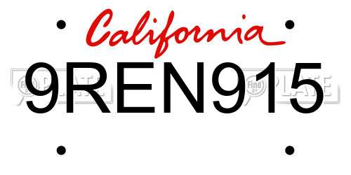 9REN915 California License Plate
