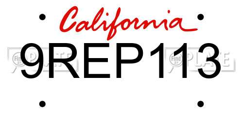 9REP113 California License Plate
