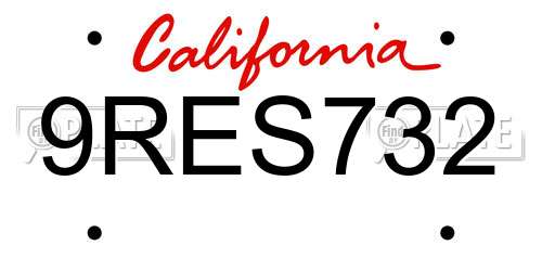 9RES732 California License Plate