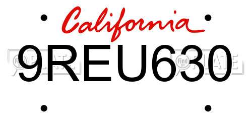 9REU630 California License Plate