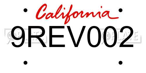 9REV002 California License Plate