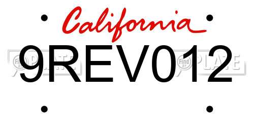 9REV012 California License Plate