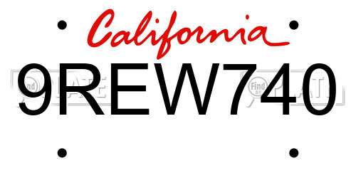 9REW740 California License Plate