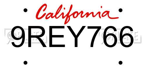 9REY766 California License Plate
