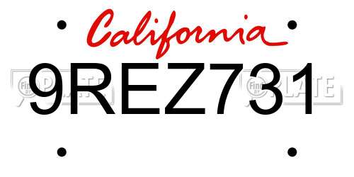 9REZ731 California License Plate