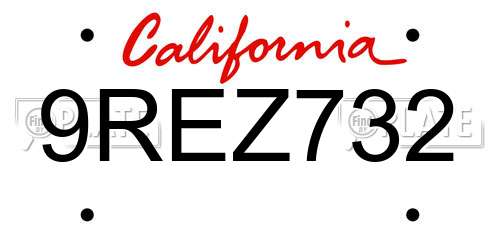9REZ732 California License Plate