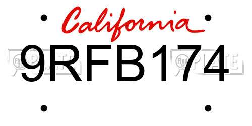 9RFB174 California License Plate