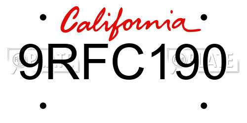 9RFC190 California License Plate