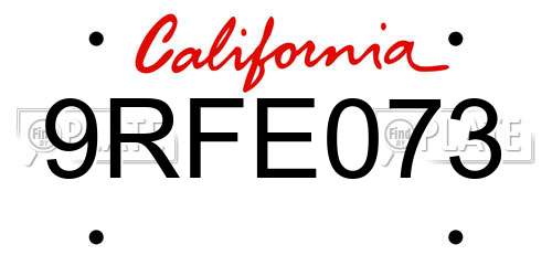 9RFE073 California License Plate