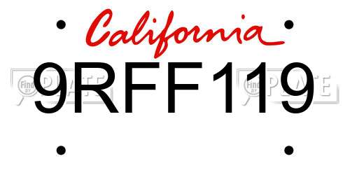 9RFF119 California License Plate