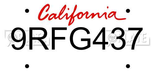 9RFG437 California License Plate