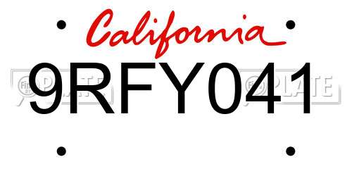 9RFY041 California License Plate