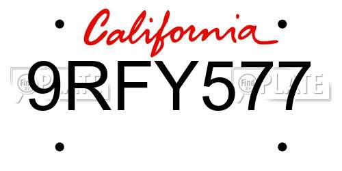 9RFY577 California License Plate