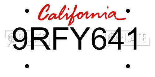 9RFY641 California License Plate